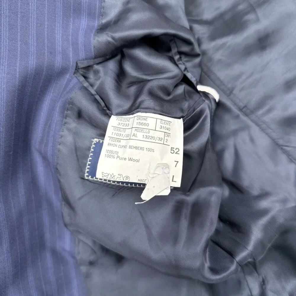 Canali Blazer Jacket Mens Size 42 R Navy Blue Wool Pinstripe‎ Made in Italy